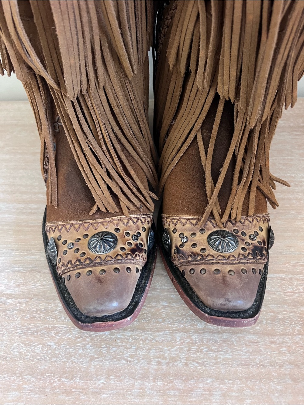 Lane Wind Walker Sandstone Leather Fringe Cowboy Boots - Picture 8 of 16